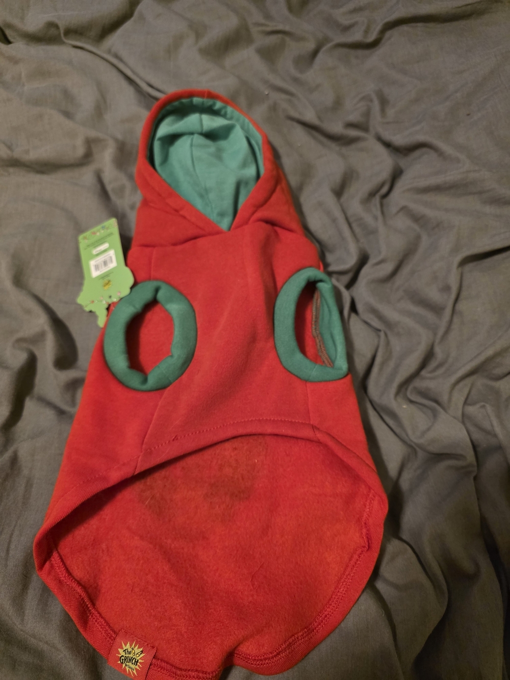Merry Grinchmas Red Holiday Dog Hoodie - Picture 2 of 3